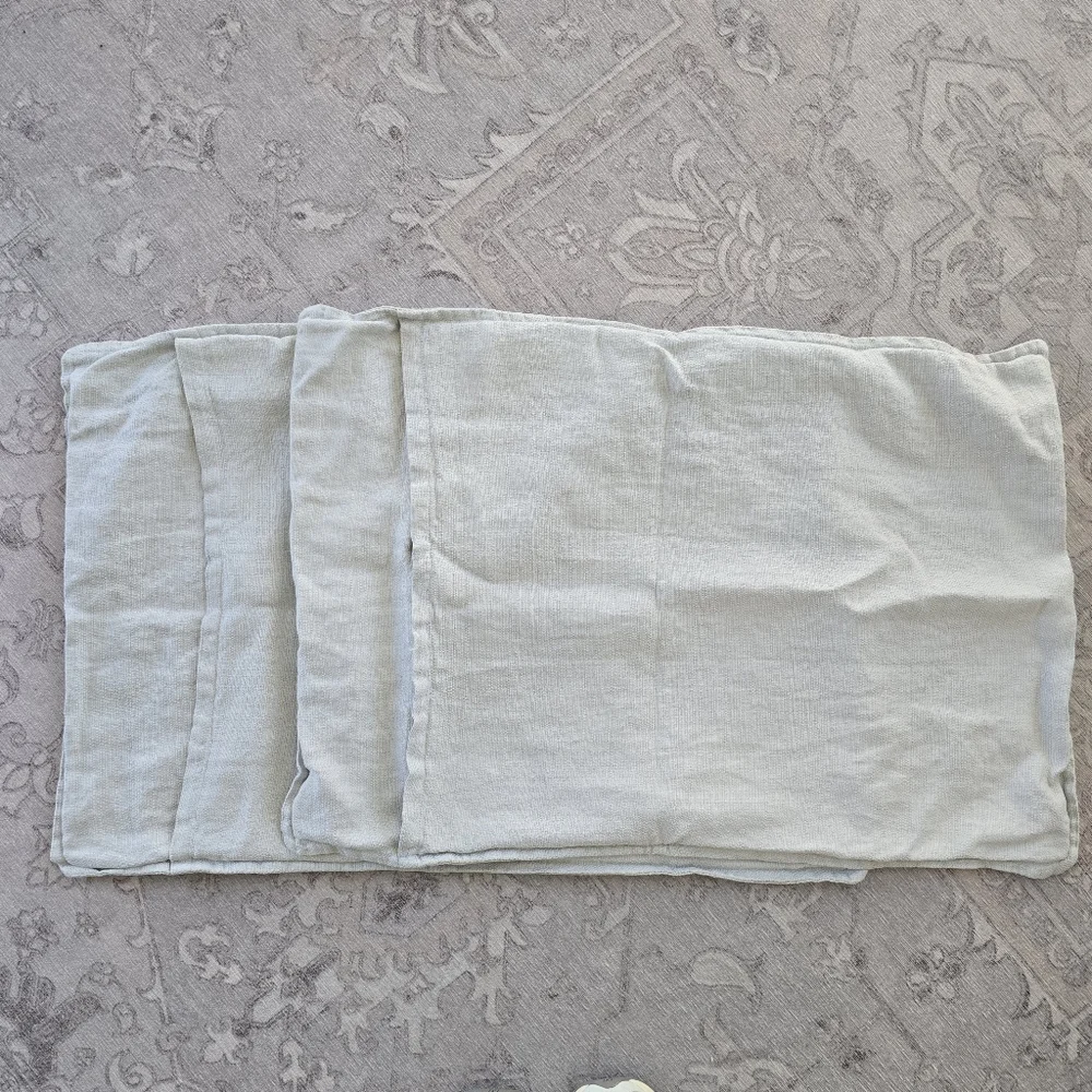 Restoration Hardware Luca Linen Cotton Weave Pillow Shams Grey Mist Standard